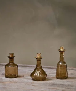 Nkuku Sirsa Glass Candlestick - Sepia Home Accessories