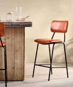 Nkuku New Arrivals Sotta Leather Bar Chair