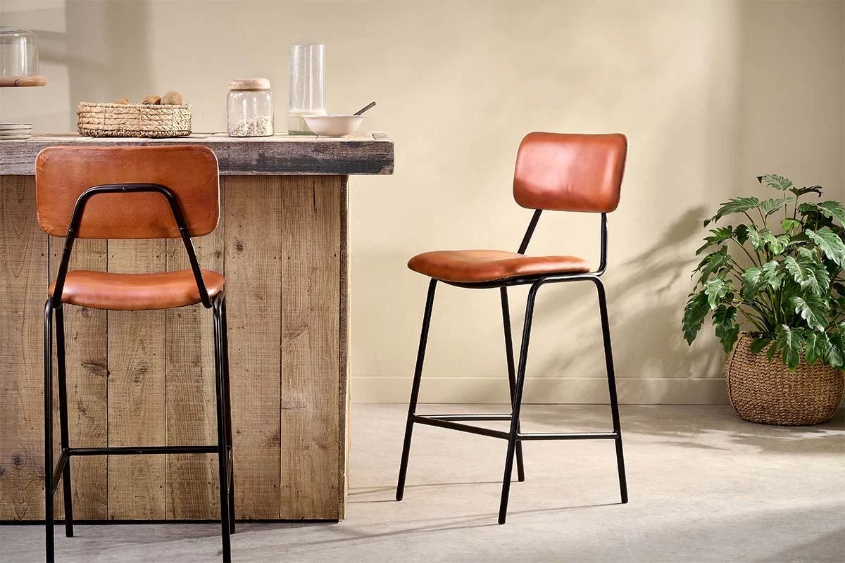 Nkuku New Arrivals Sotta Leather Bar Chair 3 Nkuku New Arrivals Sotta Leather Bar Chair