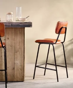 Nkuku New Arrivals Sotta Leather Bar Chair