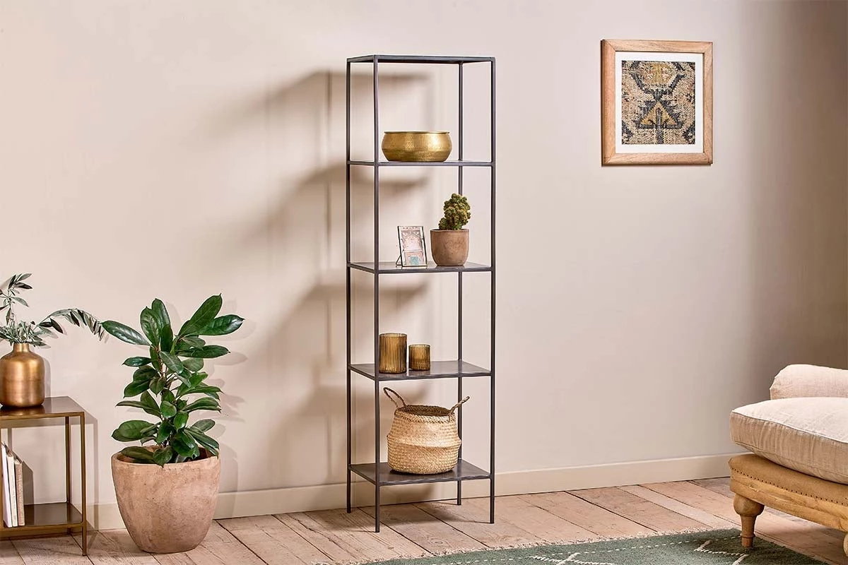 Nkuku New Arrivals Takua Iron Narrow Standing Shelves 3 Nkuku New Arrivals Takua Iron Narrow Standing Shelves