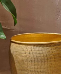 Nkuku Home Accessories Tembesi Etched Planter - Antique Brass