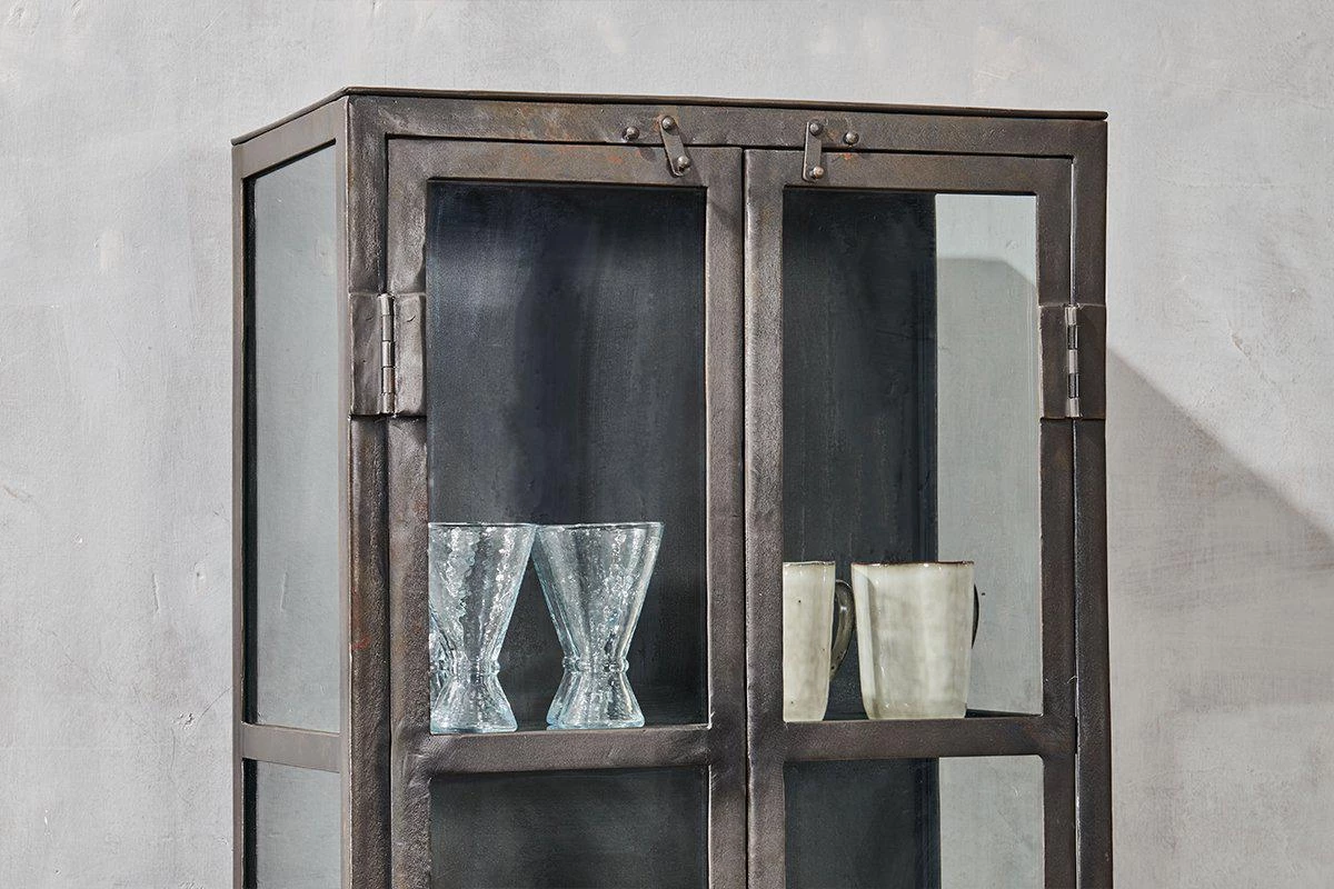 Nkuku Tiko Iron & Glass Tall Cabinet Living Room 4 Nkuku Tiko Iron & Glass Tall Cabinet Living Room