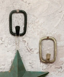 Nkuku sale2022 38 Nkuku Home Accessories Tima Square Hook - Antique Brass (Set Of 2)