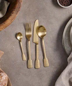 Nkuku Tableware Veeta Cutlery Set - Brushed Gold (Set Of 16)