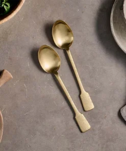 Nkuku Veeta Serving Spoon Set- Brushed Gold (Set Of 2) Tableware