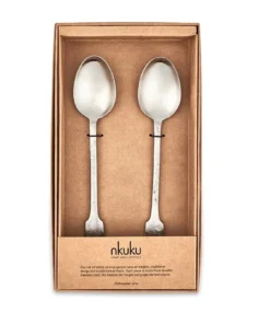 Nkuku Veeta Serving Spoon Set - Brushed Silver (Set Of 2)