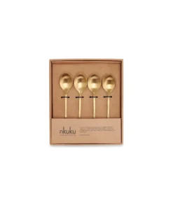 Nkuku Veeta Teaspoon Set - Brushed Gold (Set Of 4) Tableware 7 Nkuku Veeta Teaspoon Set - Brushed Gold (Set Of 4) Tableware