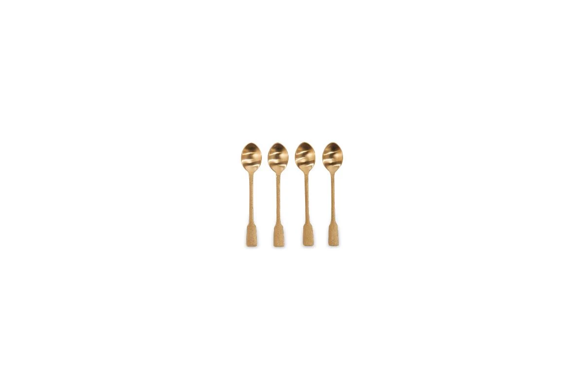 Nkuku Veeta Teaspoon Set - Brushed Gold (Set Of 4) Tableware 4 Nkuku Veeta Teaspoon Set - Brushed Gold (Set Of 4) Tableware