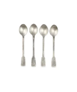 Nkuku Tableware Veeta Teaspoon Set - Brushed Silver (Set Of 4)