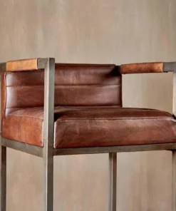 Nkuku Wamma Leather Bar Chair