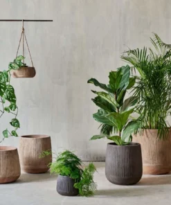 Nkuku Wampu Hanging Planter - Distressed Brown / Black Home Accessories