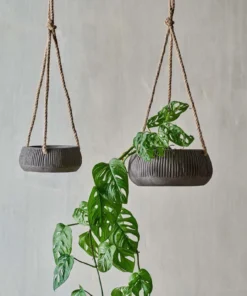 Nkuku Wampu Hanging Planter - Distressed Brown / Black Home Accessories