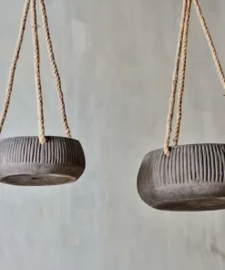 Nkuku Wampu Hanging Planter - Distressed Brown / Black Home Accessories