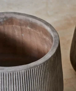 Nkuku Wampu Wide Planter - Distressed Brown / Black Planters & Vases