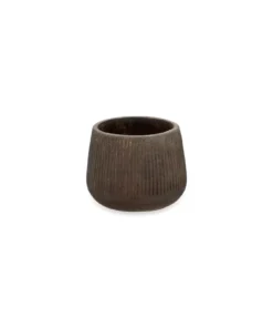 Nkuku Wampu Wide Planter - Distressed Brown / Black Planters & Vases