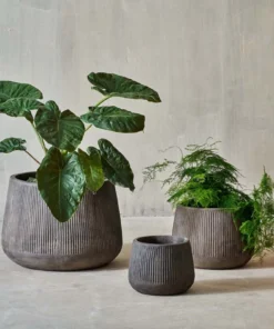 Nkuku Large Wampu Wide Planter - Distressed Brown / Black Planters & Vases