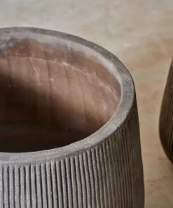 Nkuku Large Wampu Wide Planter - Distressed Brown / Black Planters & Vases