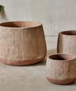 Nkuku Wampu Wide Planter - Distressed Terracotta Planters & Vases