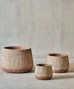 Nkuku Wampu Wide Planter - Distressed Terracotta Planters & Vases