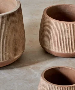 Nkuku Wampu Wide Planter - Distressed Terracotta Planters & Vases