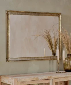 Nkuku Yadur Rectangular Mirror - Antique Brass - Large Home Accessories