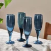 Nkuku Yala Hammered Champagne Glass - Indigo (Set Of 4) Tableware 2 Nkuku Yala Hammered Champagne Glass - Indigo (Set Of 4) Tableware