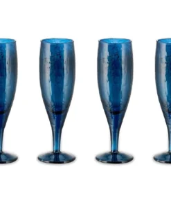 Nkuku Yala Hammered Champagne Glass - Indigo (Set Of 4) Tableware