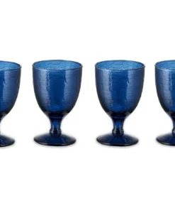 Nkuku Tableware Yala Hammered Wine Glass - Indigo (Set Of 4)