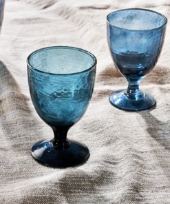 Nkuku Tableware Yala Hammered Wine Glass - Indigo (Set Of 4)