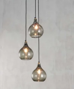 Nkuku Ziva Glass Cluster Pendant - Green Smoke Hallway & Bootroom